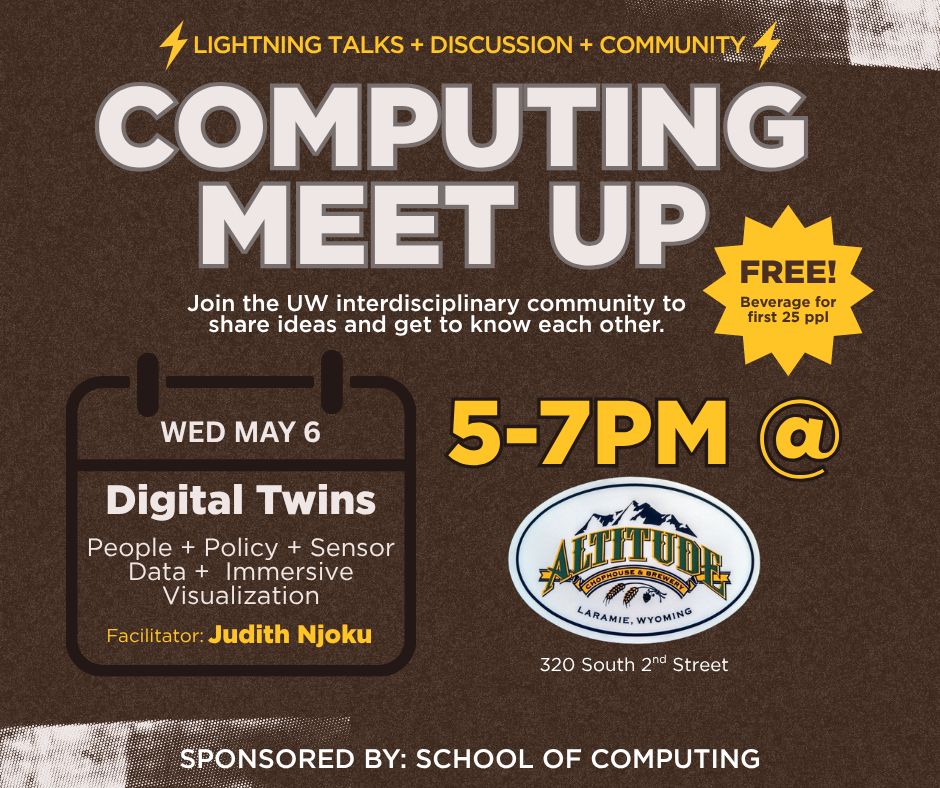 University of Wyoming Computing Meet Up poster for Digital Twins