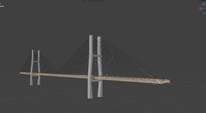 Cable-stayed Gamma bridge model developed for BridgeSync