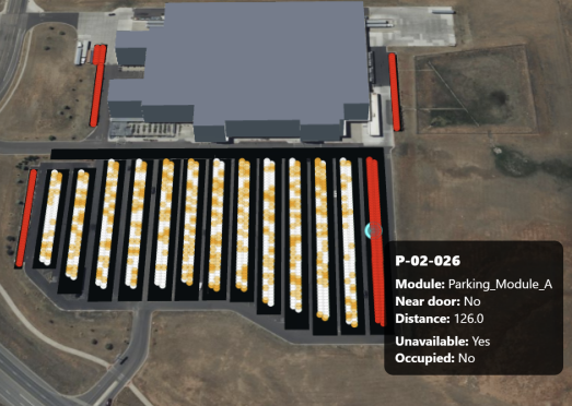 PANDA slot-level parking digital twin interface
