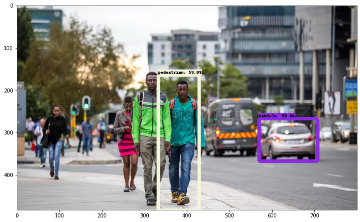 SmartParking detection result for pedestrians and a vehicle